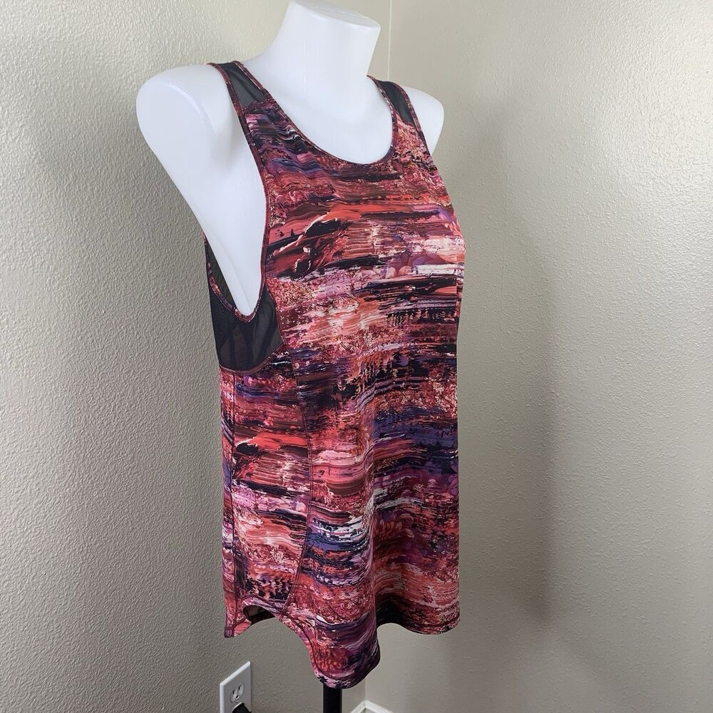 Lululemon Sculpt Tank II Mesh Panels Size 8? Colorful Dahliascape Black